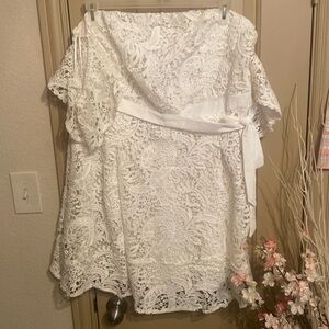 Fashion nova white mini dress with off the shoulder sleeves sz 3x